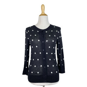 NWT Halogen Women's Black Polka Dot Cardigan Sweater Size Petite Medium